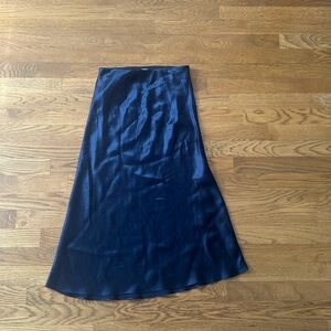 Aritzia navy midi satin slip skirt